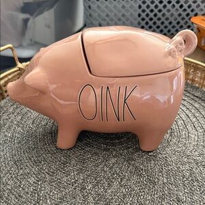 Pink Pig OINK Ceramic Container
